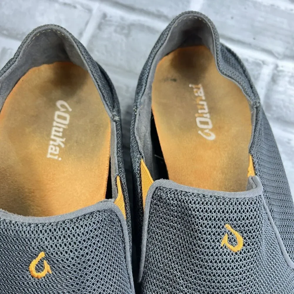 Olukai Nohea Men's Size 9 Gray Mesh Casual Slip On Loafers Sneakers Shoes